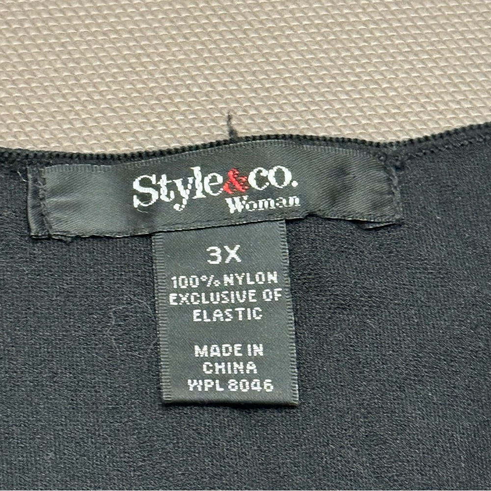 Style & Co Tiered Dress Geometric‎ Midi Black White Blue Sleeveless Summer 3X - Picture 3 of 8